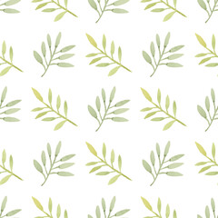 Watercolor leaf seamless pattern