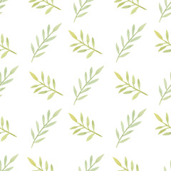 Watercolor leaf seamless pattern