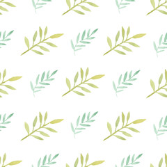 Watercolor leaf seamless pattern