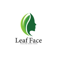 woman leaf salon gradient logo design vector template.