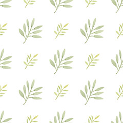 Watercolor leaf seamless pattern