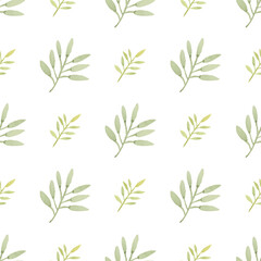 Watercolor leaf seamless pattern