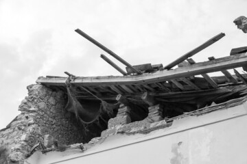 Collapsed building after an earthquake