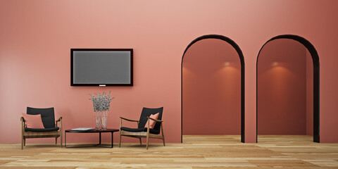 3D Rendering repeatition of  curve lines makes space for product background 