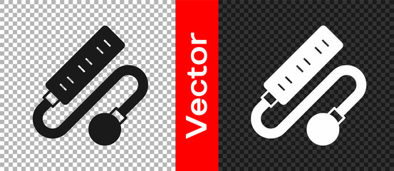 Black Electric extension cord icon isolated on transparent background. Power plug socket. Vector
