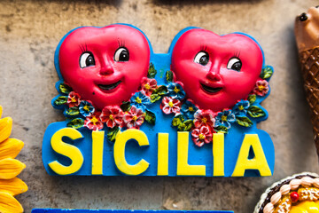 Sicilia with red hearts