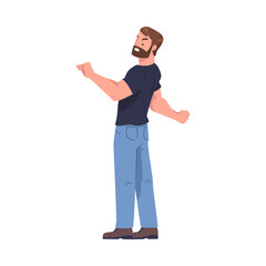 Man Aggressor with Fist Abusing and Insulting Weak Vector Illustration