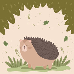cute purcopine woodland animal