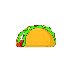 Vector icon design, Flat line mexican taco food on white background.