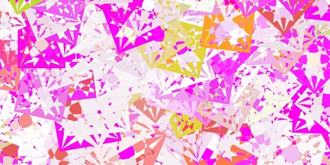 Fototapeta na wymiar Light Pink, Green vector texture with random triangles.