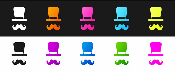Set Magician icon isolated on black and white background. Vector