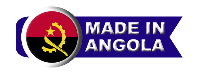 Made in Angola Circular Flag Concept - 3D Illustration