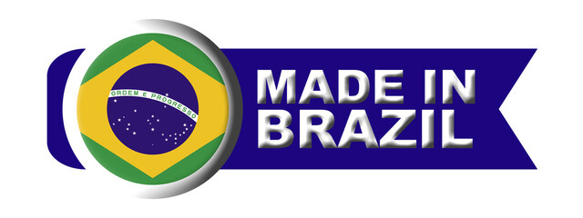 Made in Brazil Circular Flag Concept - 3D Illustration