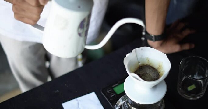 Coffee Cafe Barista Apron Uniform Brew Concept. Selective focus