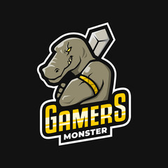 komodo dragon monster logo for e sport team. game logo. gaming logo template.