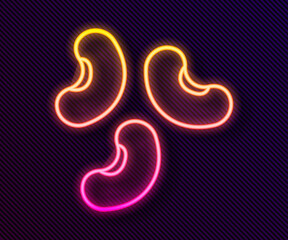 Glowing neon line Beans icon isolated on black background. Vector