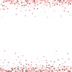 Pink heart love confettis. Valentine's day borders