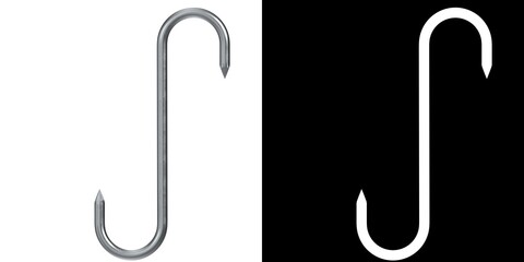 3D rendering illustration of a s-shaped meat hook
