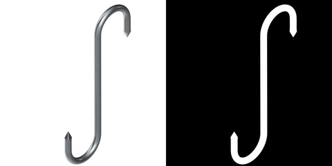 3D rendering illustration of a s-shaped meat hook