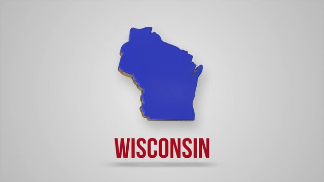 Line animated map showing the state of Wisconsin from the united state of america. Motion graphics.
