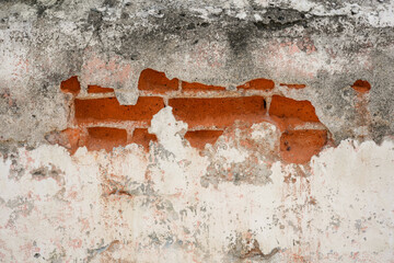 Cracked brick wall for background.
