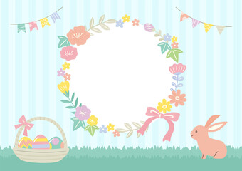 easter illustration with bunnies and easter eggs
