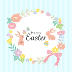 easter illustration with bunnies and easter eggs