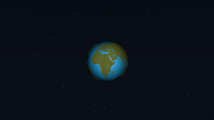 Obraz na płótnie Canvas 3d cartoon planet Earth on the background of black empty space