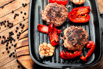 Beef steak in bacon with minced meat