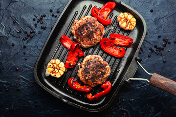 Grilled beefsteak in bacon