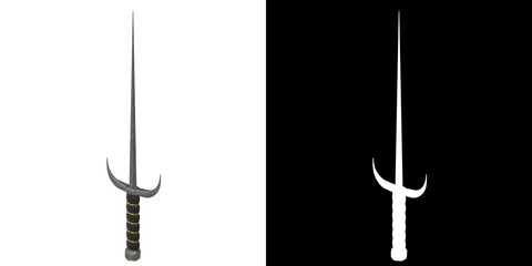 3D rendering illustration of a sai piercing knife melee