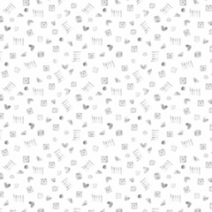 Background. Small gray elements on a white background. Abstract ornament. Raster illustration for scrapbooking, wrapping, packaging, postcards.