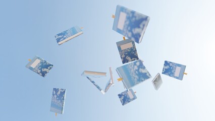 3d illustration of blue books.