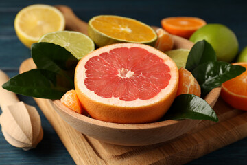 Citrus fruits, close up and selective focus