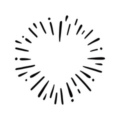 Obraz premium Heart shape burst. Hand drawn sketch style. Heart vector illustration for sunburst frame, love quote.