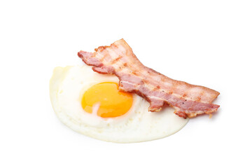 Fried egg and bacon isolated on white background