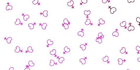 Light Pink vector pattern with feminism elements.