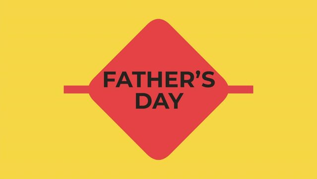 Father Day with red shape on yellow color, motion holidays and promo style background