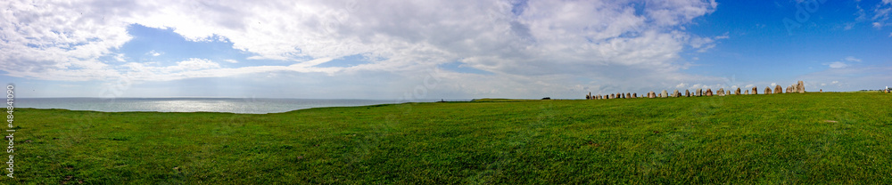 Wall mural panoramic view of the historic site of ales stenar in österlen sweden in summertime
