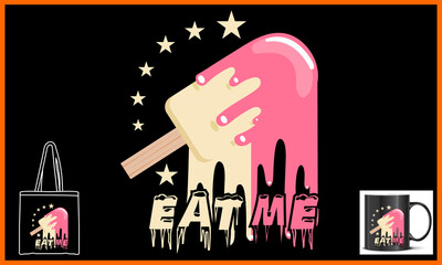 T-shirt Ice Cream vector illustration and colorful design. This is a unique Ice-cream t-shirt design. Print-ready t-shirt for POD and others. T-shirt Ice Cream vector t-shirt design.