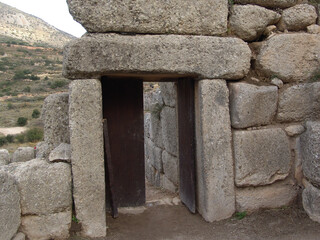The secondary entrance of the Mycenae citadel, built in the same style of Lions Gate, in the north...