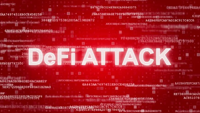 DeFi attack -  decentralized finance attack, blockchain hack loop animation with blur focus