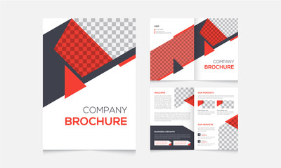 Company Business bifold brochure template with modern, minimal and abstract design