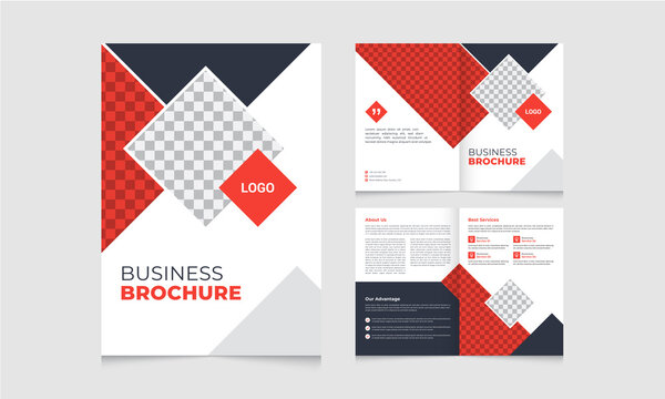 Corporate Business bifold brochure template with modern, minimal and abstract design