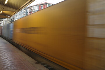 Cargo train arriving to the station