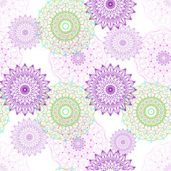 Seamless pattern mandala in pastel color. Delicate and colorful pattern. vector pattern