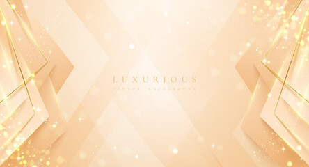 Abstract luxury geometric background with cream and gold color.