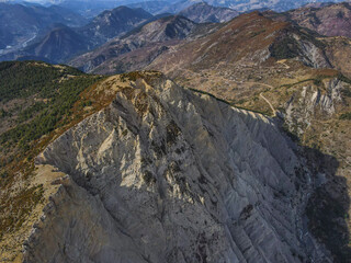 Aerial view of the mountains in the Mercantour and Esteron national parks in south France near Nice an Monaco