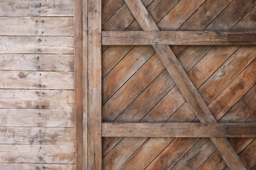 A close-up of a massive wooden door
