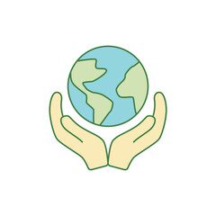 globe earth in hand icon in color icon, isolated on white background 